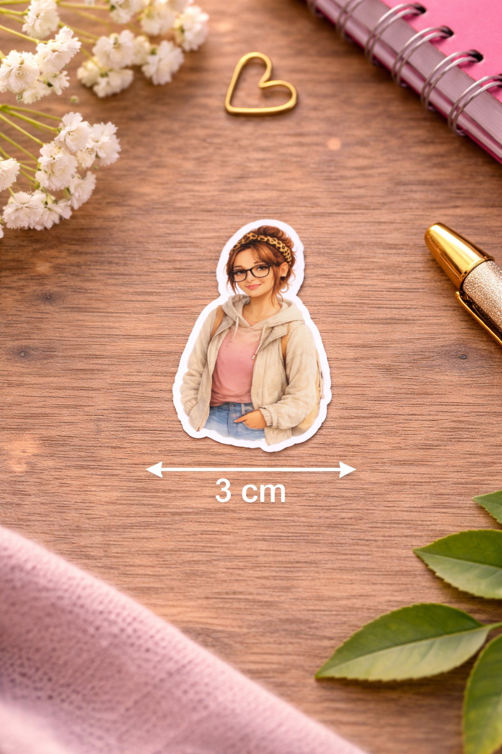 Cozy Girl Sticker – süßer Vinyl Aufkleber mit Brille & Hoodie