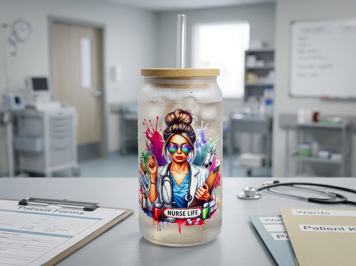 Trinkbecher mattiert-Nurse Sonnenbrille – Geschenk für Pflegepersonal