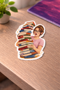 Book Lover Sticker – süsser Vinyl Aufkleber mit Bücherstapel & Girl Design