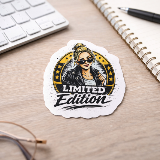 Limited Edition Sticker – Frau mit Sonnenbrille & Statement-Look