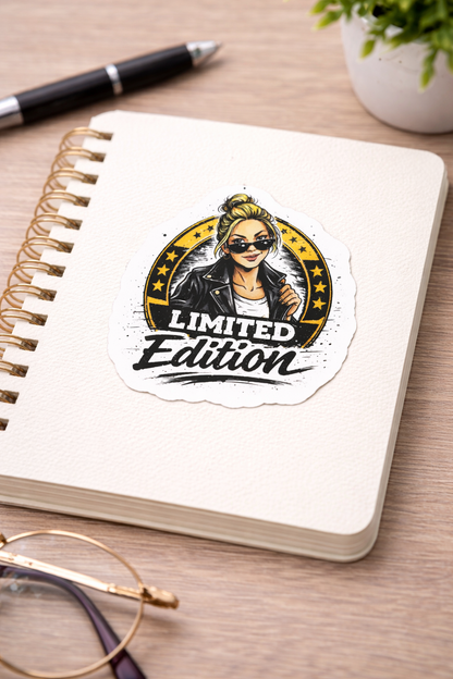 Limited Edition Sticker – Frau mit Sonnenbrille & Statement-Look