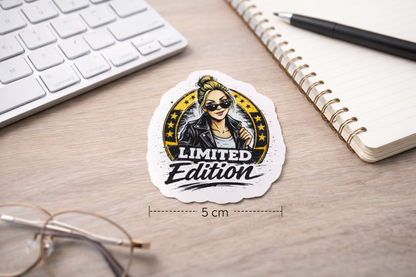 Limited Edition Sticker – Frau mit Sonnenbrille & Statement-Look