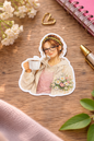 Coffee Lover Sticker – süßer Vinyl Aufkleber mit Blumen & Becher