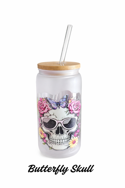 Trinkbecher Totenkopf mattiert– Butterfly Skull