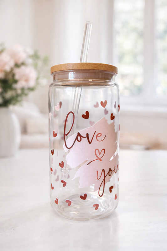 Trinkbecher klar-  „Love You“