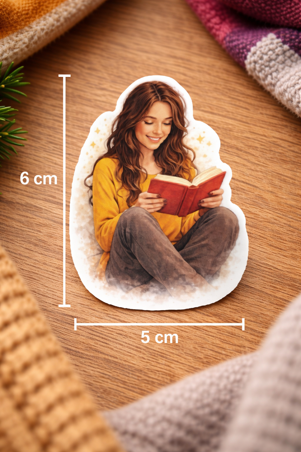Cozy Reading Sticker – süßer Vinyl Aufkleber mit lesender Frau & Buch