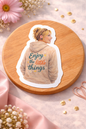 Enjoy the little things Sticker – süßer Vinyl Aufkleber mit beigem Hoodie