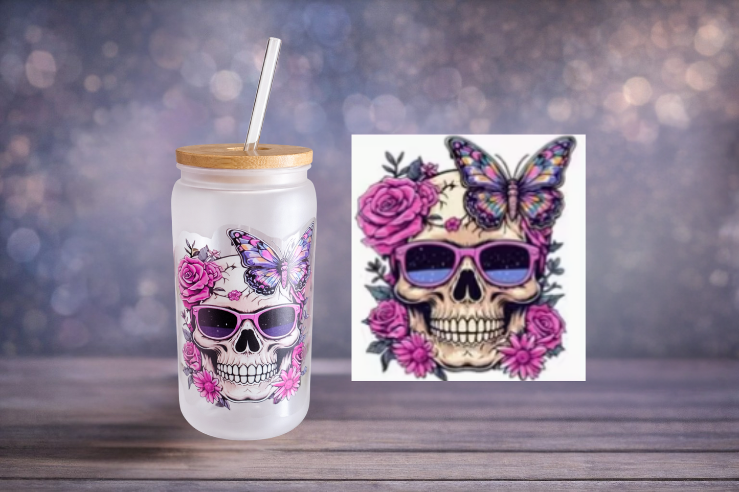 Trinkbecher Totenkopf mattiert– Rose Skull