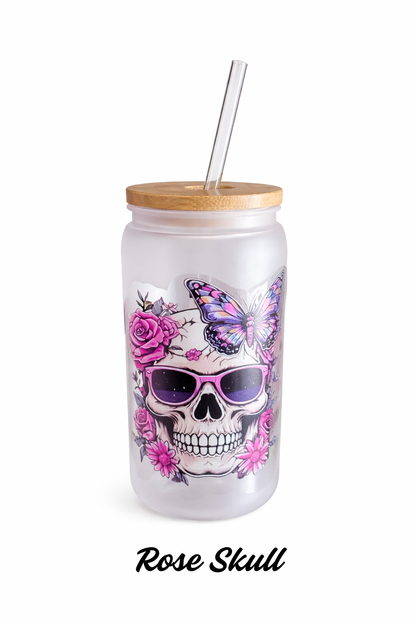 Trinkbecher Totenkopf mattiert– Rose Skull
