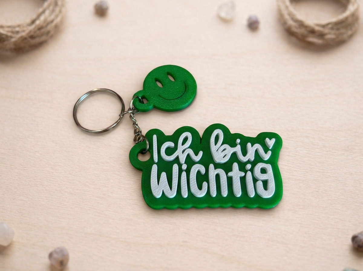 Schlüsselanhänger „Ich bin wichtig“ – Handmade 3D-Druck Anhänger aus PLA