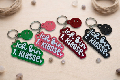 Schlüsselanhänger „Ich bin 1.Klasse“ – Handmade 3D-Druck Anhänger aus PLA