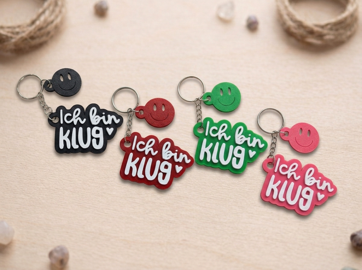 Schlüsselanhänger „Ich bin klug“ – Handmade 3D-Druck Anhänger aus PLA