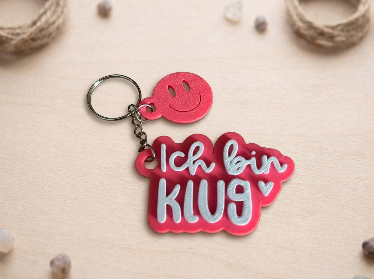 Schlüsselanhänger „Ich bin klug“ – Handmade 3D-Druck Anhänger aus PLA