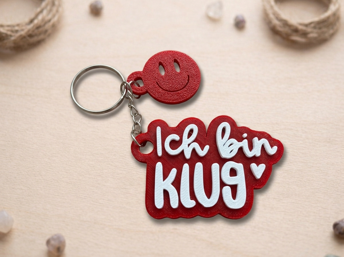 Schlüsselanhänger „Ich bin klug“ – Handmade 3D-Druck Anhänger aus PLA
