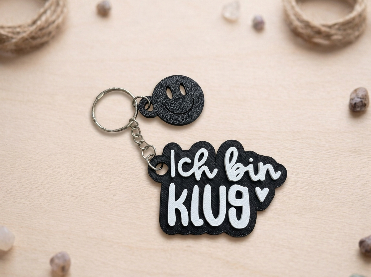 Schlüsselanhänger „Ich bin klug“ – Handmade 3D-Druck Anhänger aus PLA