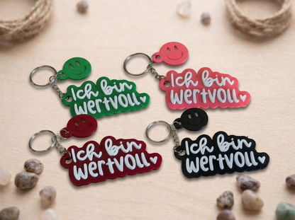 Schlüsselanhänger „Ich bin wertvoll“ – Handmade 3D-Druck Anhänger aus PLA