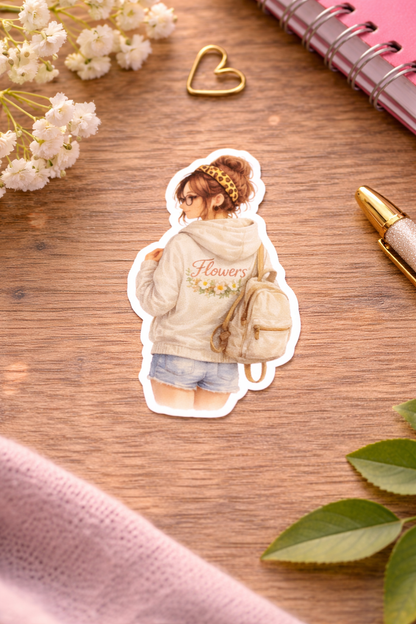 Flower Girl Sticker – süßer Vinyl Aufkleber mit Blumen & Hoodie