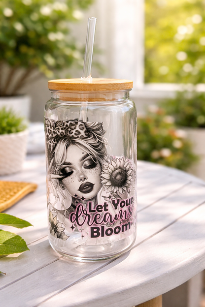 Trinkbecher klar-"Let your dreams Bloom"