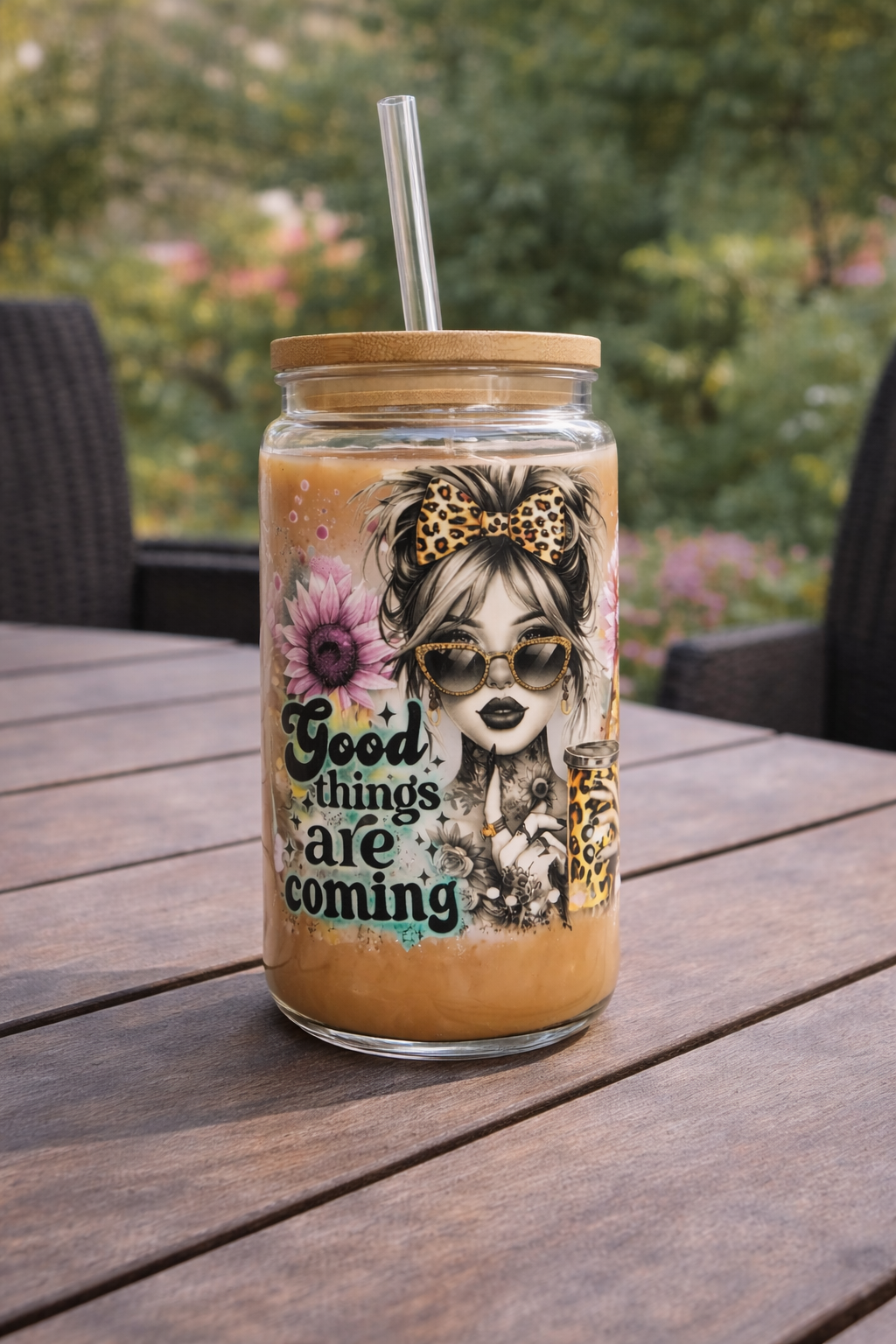 Trinkbecher klar- "Good things are coming"