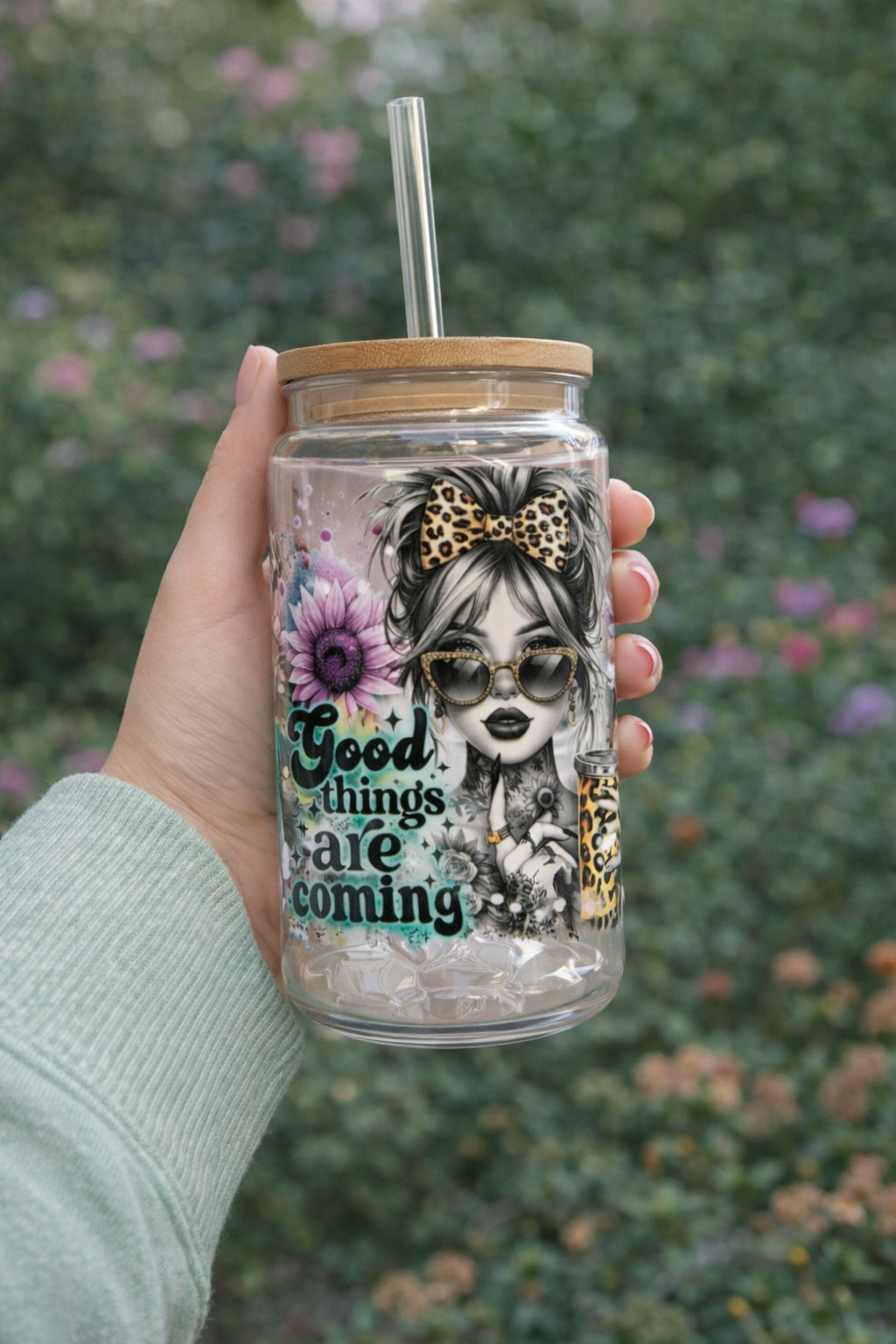 Trinkbecher klar- "Good things are coming"