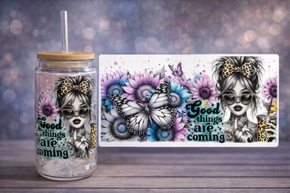 Trinkbecher klar- "Good things are coming"