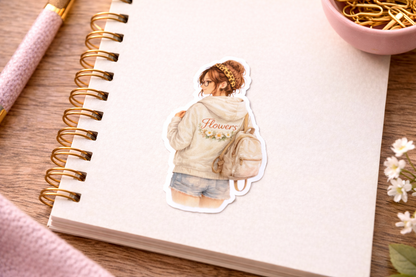 Flower Girl Sticker – süßer Vinyl Aufkleber mit Blumen & Hoodie