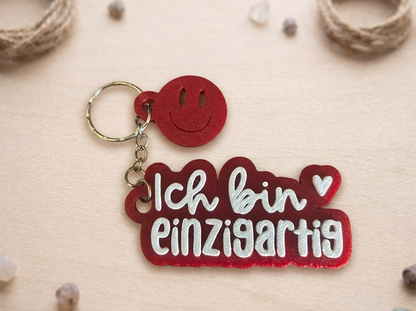 Schlüsselanhänger „Ich bin einzigartig“ – Handmade 3D-Druck Anhänger aus PLA