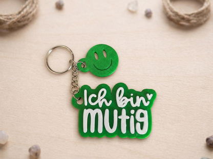 Schlüsselanhänger „Ich bin mutig“ – Handmade 3D-Druck Anhänger aus PLA