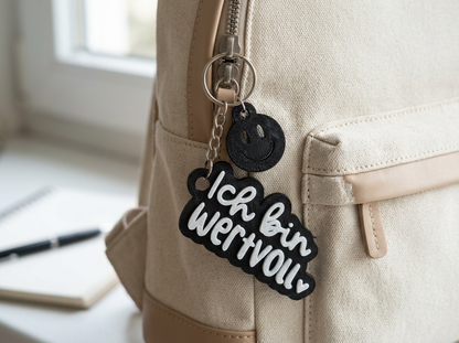 Schlüsselanhänger „Ich bin wertvoll“ – Handmade 3D-Druck Anhänger aus PLA