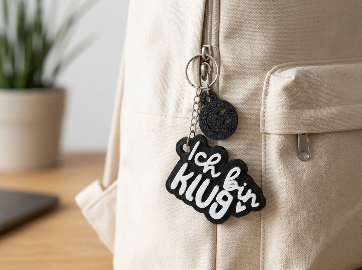 Schlüsselanhänger „Ich bin klug“ – Handmade 3D-Druck Anhänger aus PLA
