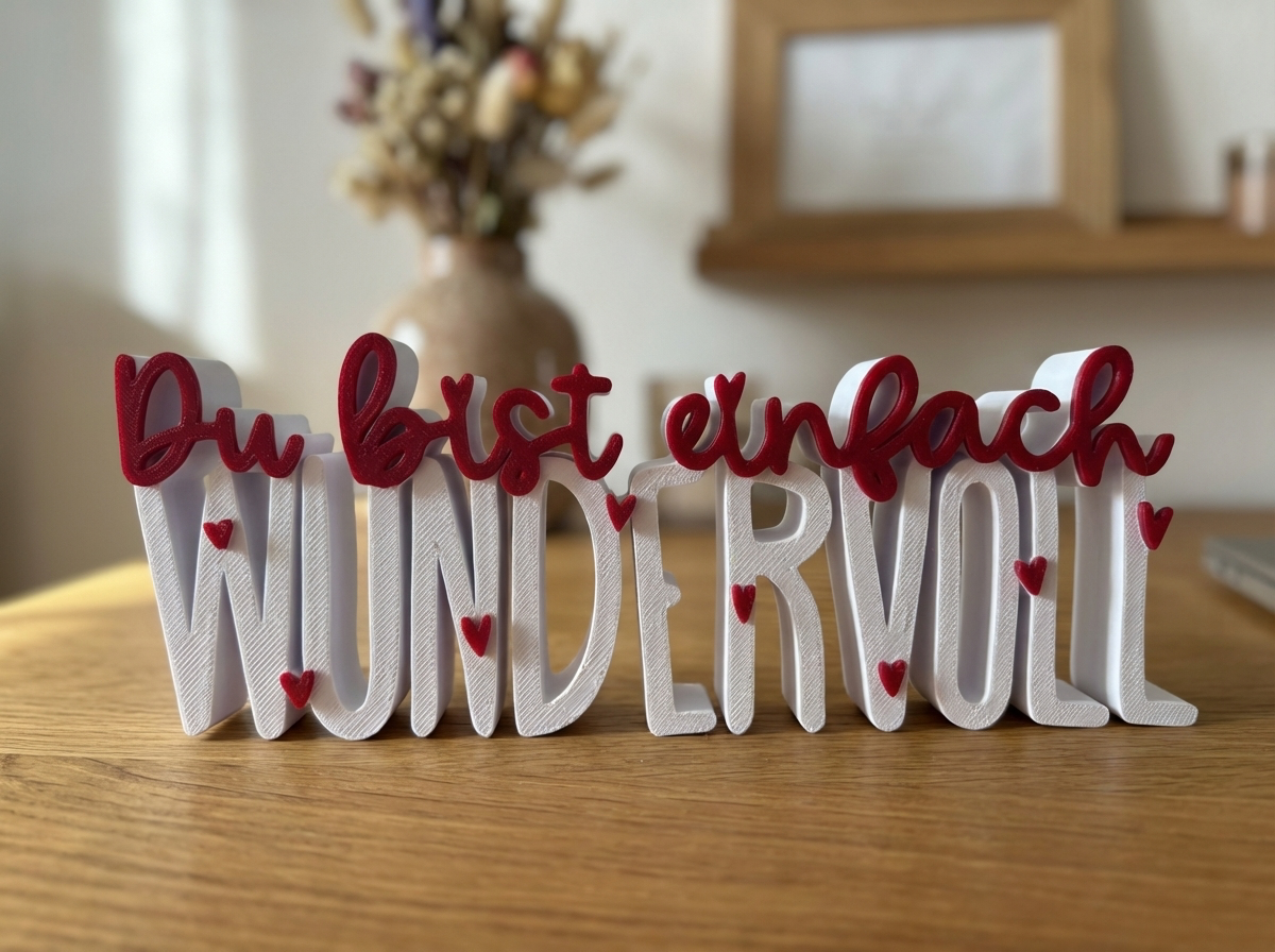 3D Schriftzug „Du bist einfach WUNDERVOLL“ – zweifarbig –
