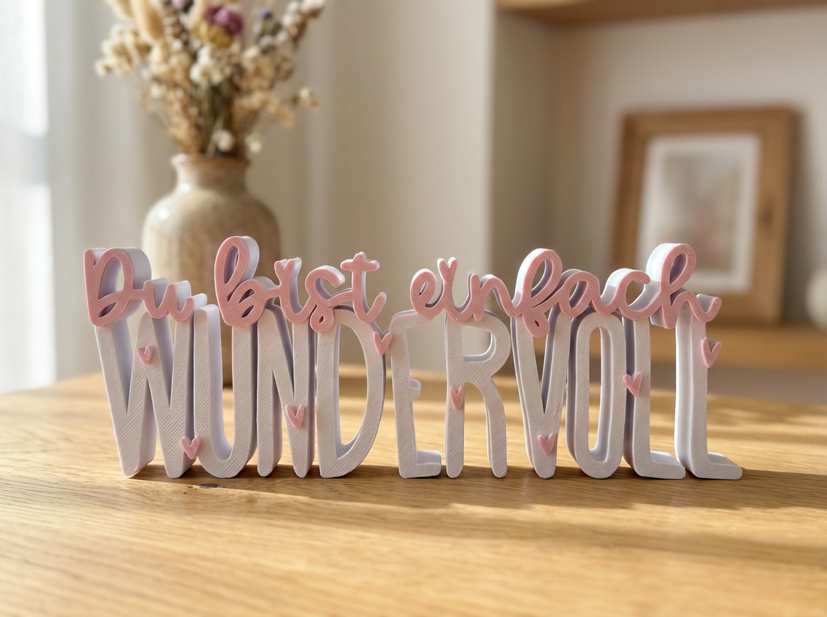 3D Schriftzug „Du bist einfach WUNDERVOLL“ – zweifarbig –