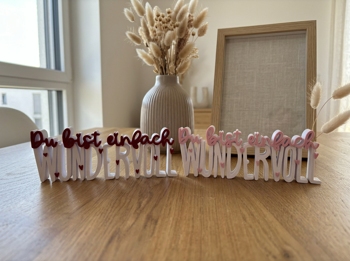 3D Schriftzug „Du bist einfach WUNDERVOLL“ – zweifarbig –